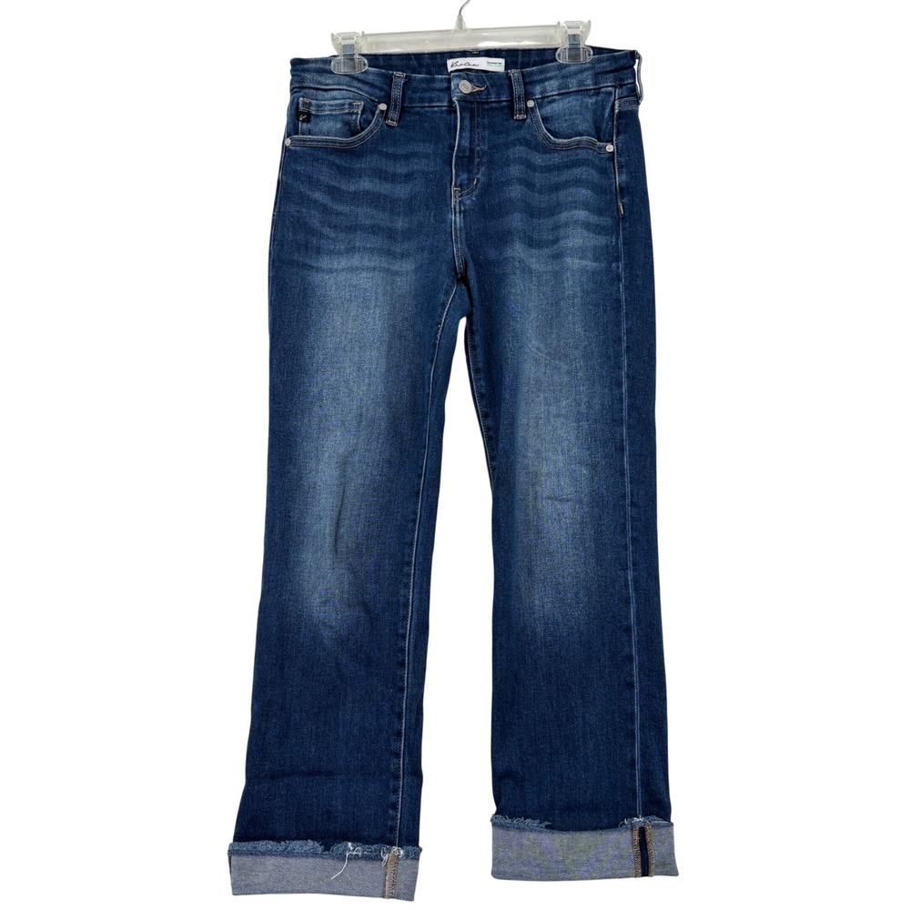 KanCan Ankle Jeans Straight Leg Women's 29 Blue Raw Hem Stretch Denim